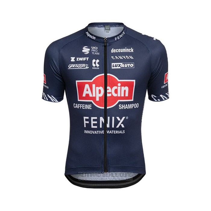 2022 Fahrradbekleidung Alpecin Fenix Tief Blau Trikot Kurzarm und Tragerhose